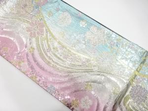 流水に花散らし模様織り出し　振袖用袋帯